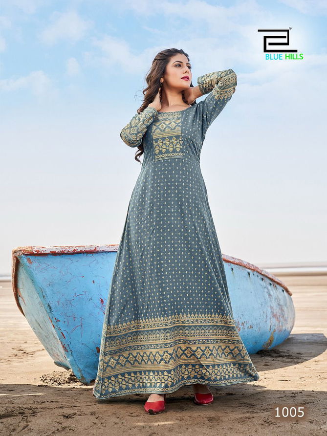 Blue Hills Velocity Festive Wear Printed Wholesale Anarkali Kurtis Catalog